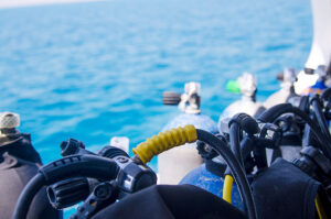 Oxygen bottles ready for diving